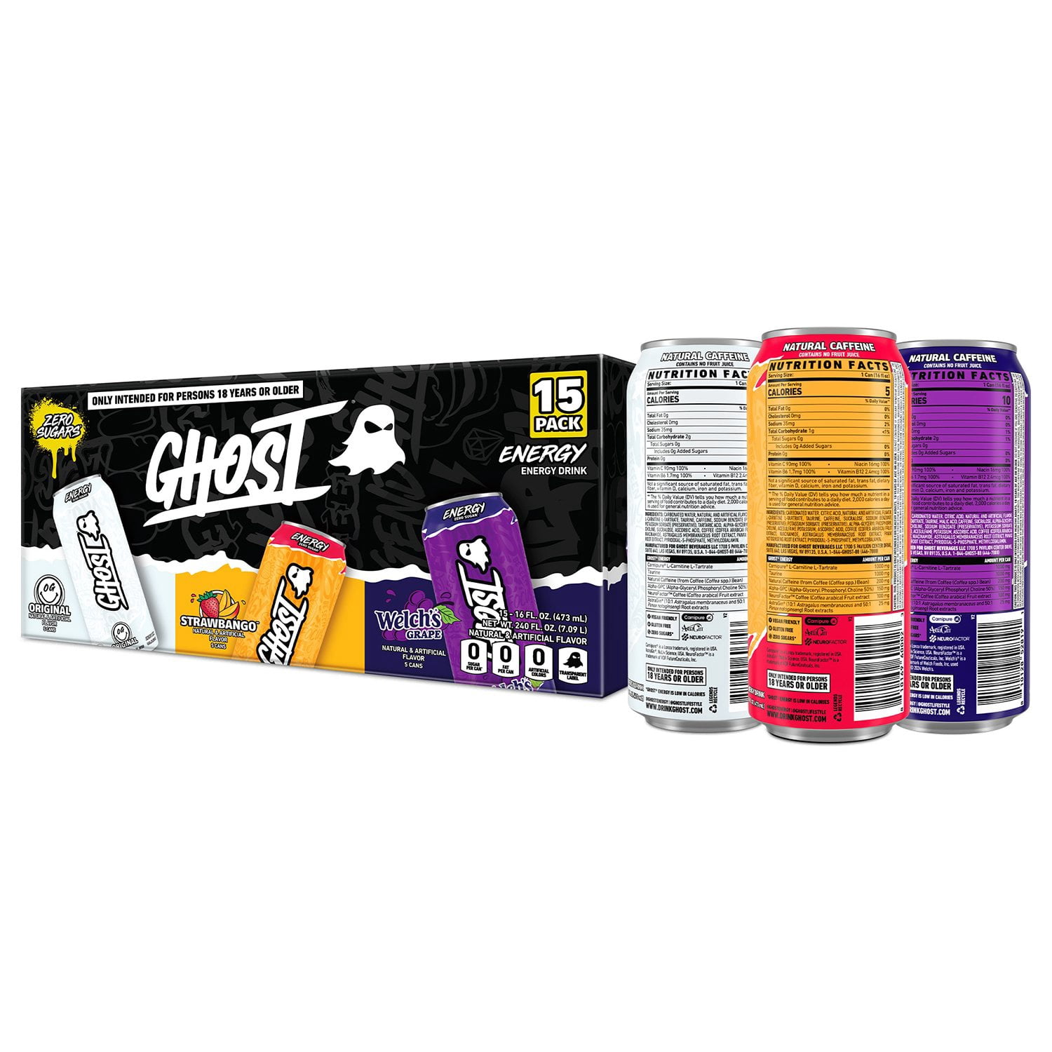 how much l carnitine is in ghost energy drink Ghost Zero Sugar Warheads Sour Green Apple Energy Drink Can, 16 fl oz main image 0