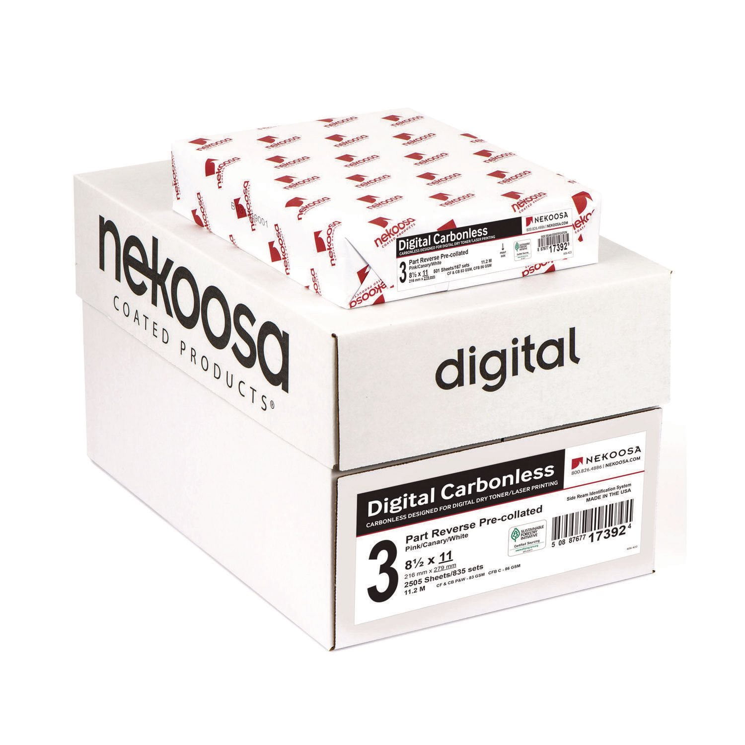 Nekoosa - Fast Pack Digital Carbonless Paper, 3-Part, Reverse