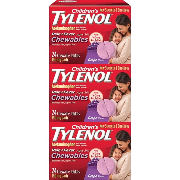 Children's Tylenol Chewable Tablets with Acetaminophen, Grape, 24 ct., 3 pk.