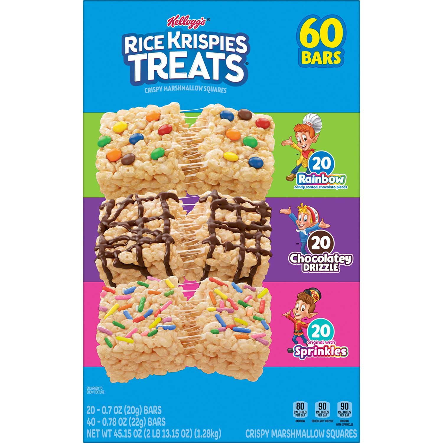 Rice Krispies Treats Squares Snack Bars, Variety Pack, 60 ct