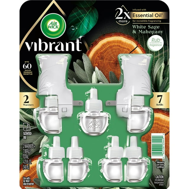 Air Wick Vibrant Scented Oil, Assorted Fragrances (2 Warmers + 7 Oils)