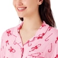 thumbnail image 4 of DreamMark Women's 2-Piece Holiday Notch Collar Pajama Set, 4 of 12