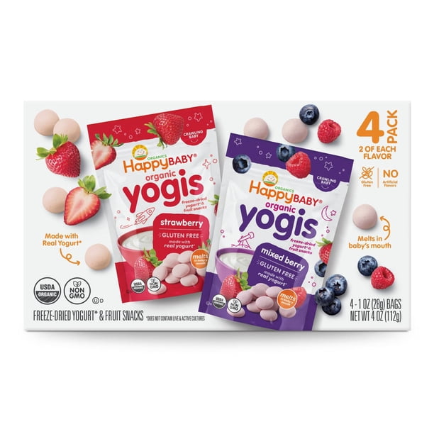 HappyBABY Organics Yogis Melts Variety Pack, 1 oz., 4ct