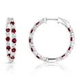 thumbnail image 3 of Lab Created Gemstone Huggie Hoop Earrings in Sterling Silver, 3 of 6