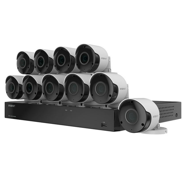 Wisenet 16-Channel 5MP DVR Surveillance System with 2TB Hard Drive, 10-Camera 5MP Indoor/Outdoor Cameras