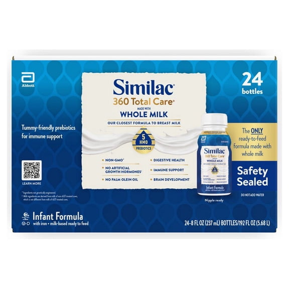 Similac 360 Total Care Whole Milk Infant Formula, Ready to Feed, 8 fl. oz., 24 ct.