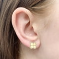 thumbnail image 2 of Oval Cut Gemstone & 0.35 CT.T.W. Diamond Clover Stud Earrings in 14K Gold, 2 of 3