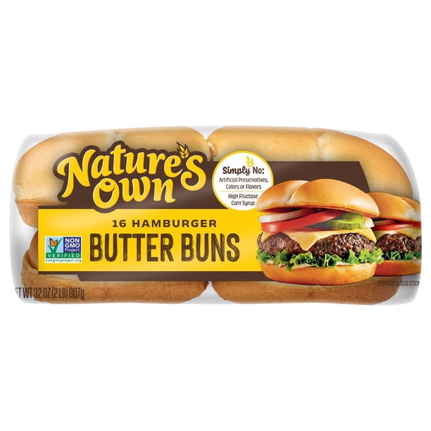 Nature's Own Hamburger Butter Buns, White Hamburger Buns, 16 ct