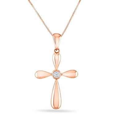 0.03 CT. T.W. Diamond Cross Pendant in 14K Gold