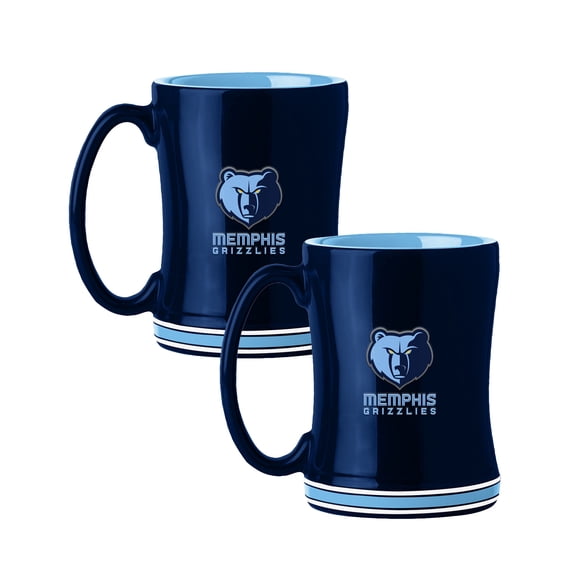 Logo Brands Memphis Grizzlies 14oz Relief Mug Set