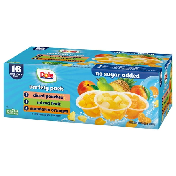 Dole No Sugar Added Mixed Fruit Variety Pack, 4 oz., 16 pk