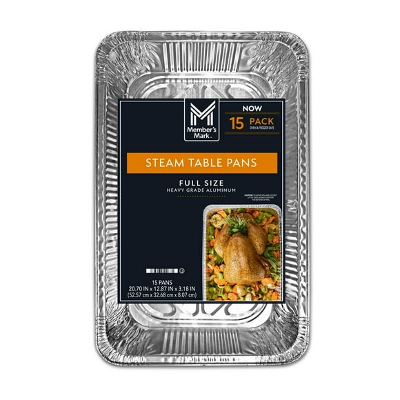 Member's Mark Full Size Aluminum Steam Table Pans, 15 ct.