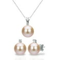 thumbnail image 1 of 7-7.5MM Freshwater Pearl and Diamond Pendant and Earring Set, 1 of 5