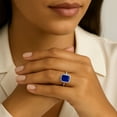 thumbnail image 4 of Lab Created Emerald Cut Gemstone and Diamond Ring in Sterling Silver, 4 of 4