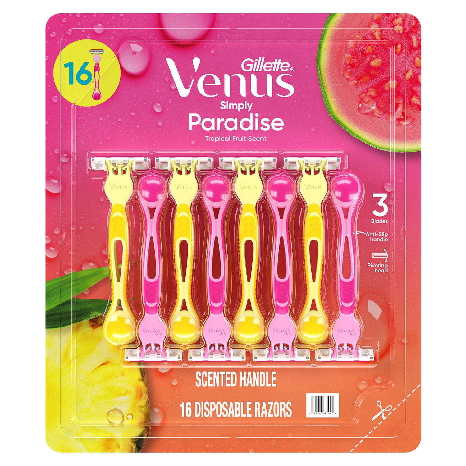 Venus Simply 3 Women's Disposable Razor, 3 Blade, 16 ct