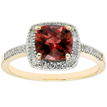 Cushion Cut Gemstone & 0.18 CT.T.W. Halo Diamond Ring in 14K Gold
