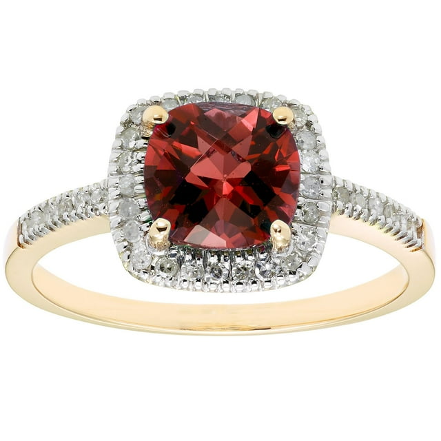 Cushion Cut Gemstone & 0.18 CT.T.W. Halo Diamond Ring in 14K Gold