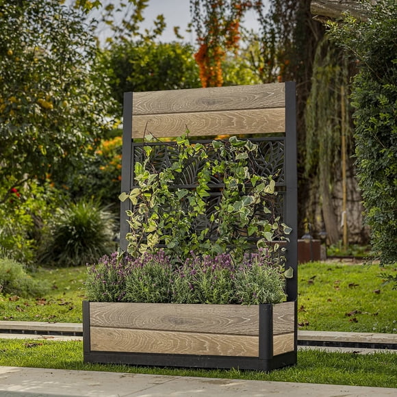 Keter Signature Collection 43" x 61" Resin Tulip Privacy Screen Planter