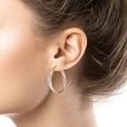 thumbnail image 4 of Wedding Band Style Hoop Earrings in Sterling Silver, 4 of 6