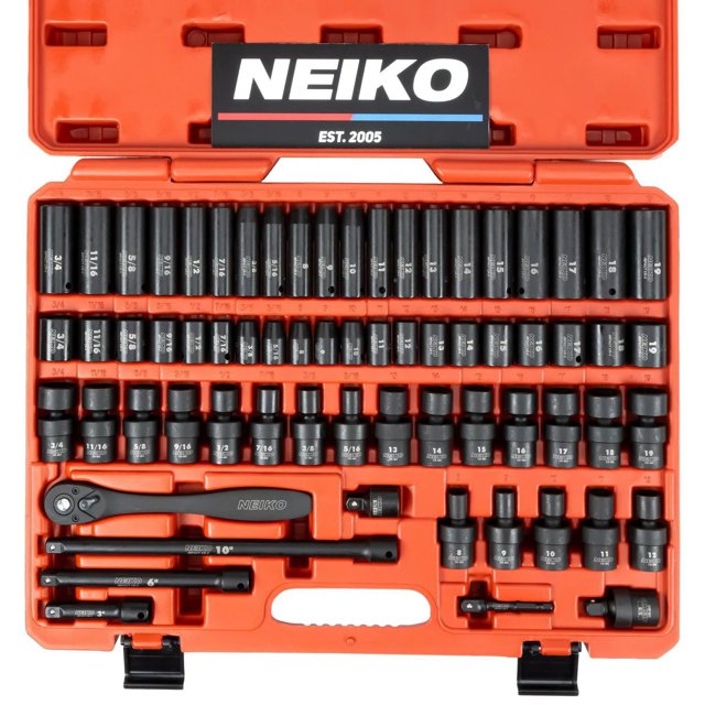 Neiko 3/8" Drive Impact Socket Set, 67-Piece Master Kit
