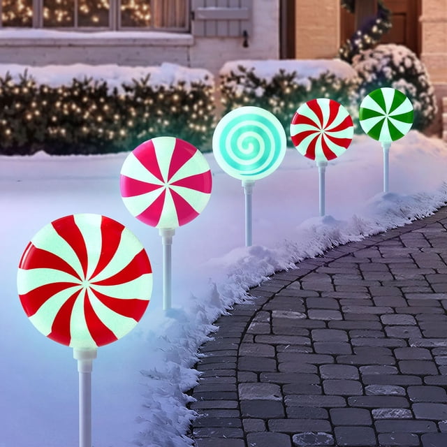 Member's Mark Pre-Lit Peppermint Stake Lights, Set of 5