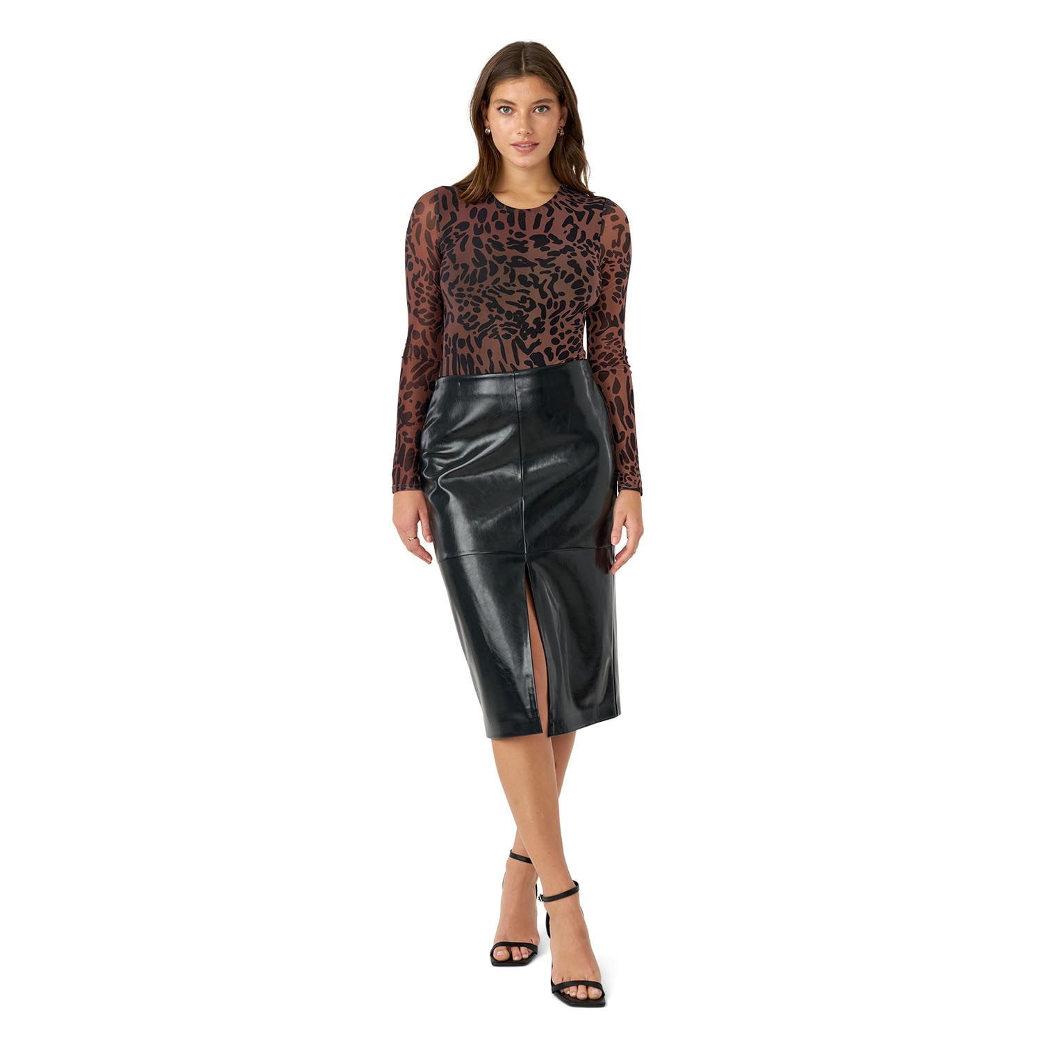 Edited by Hunter McGrady Women's Faux Leather Midi Skirt
