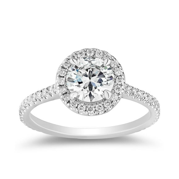 1.35 C.T. T.W. Round Cut Halo Diamond Ring in 18K Gold