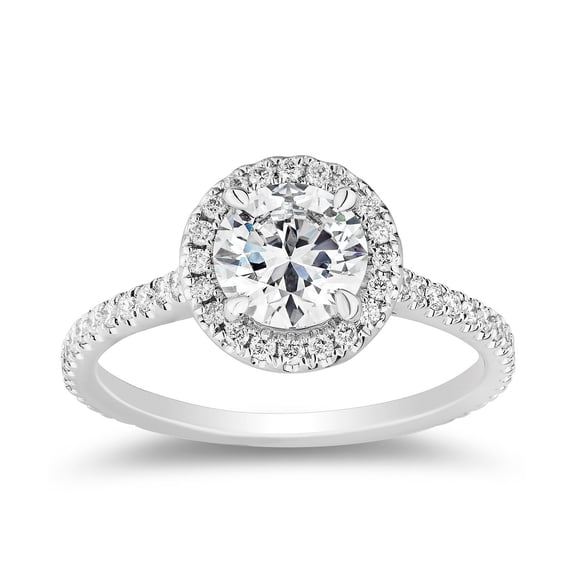 1.35 C.T. T.W. Round Cut Halo Diamond Ring in 18K Gold