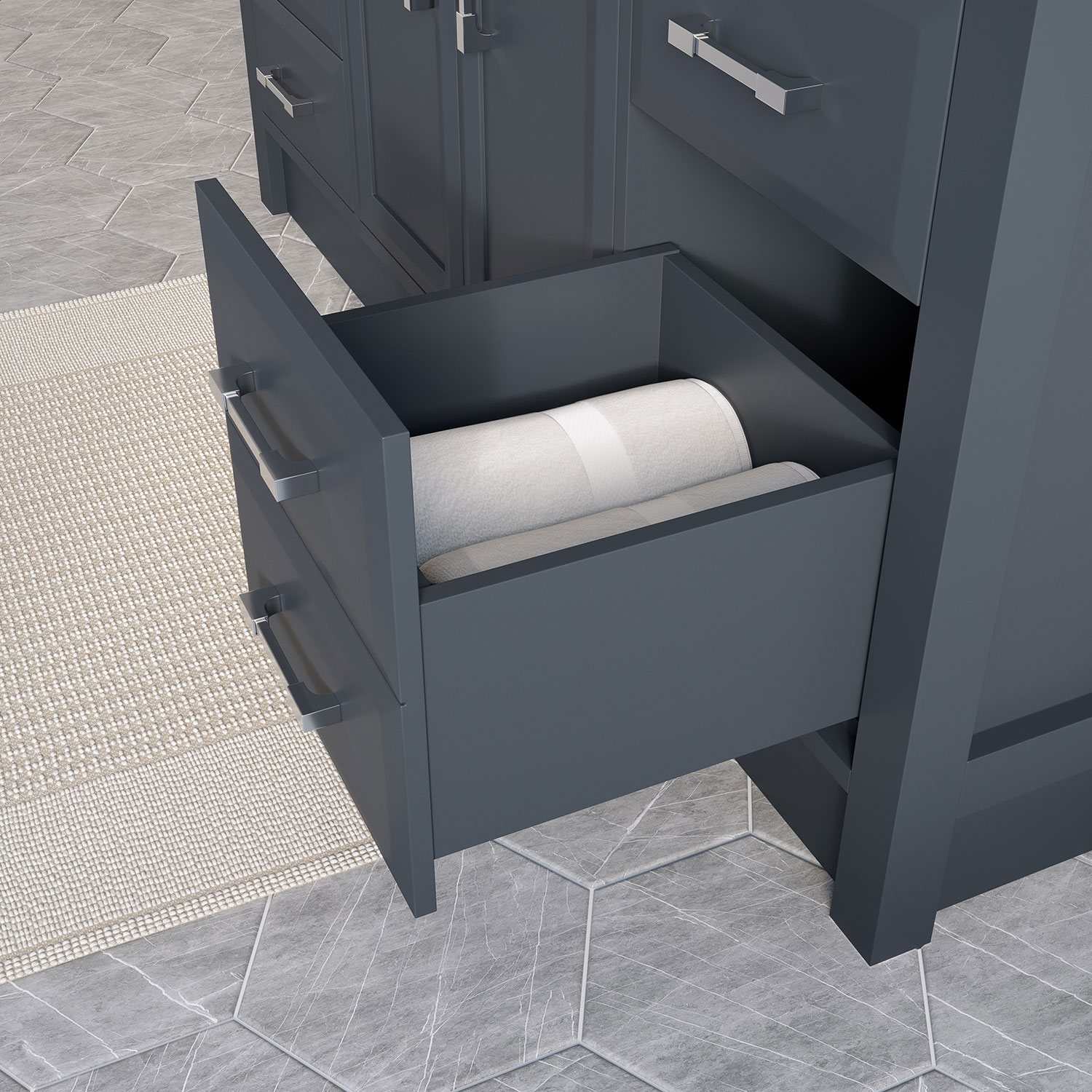 Open doors with towel