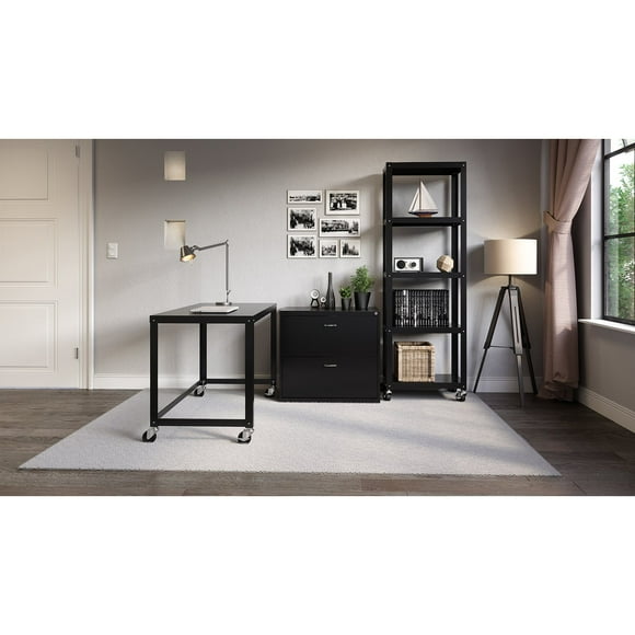 Hirsh 48" Wide Mobile Metal Desk for Home Office, Choose Color