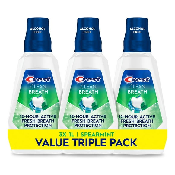 Crest Advantage Clean Breath Mouthwash, Spearmint, 33.8 fl. oz., 3 pk.