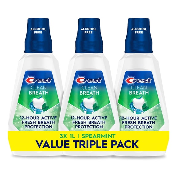 Crest Advantage Clean Breath Mouthwash, Spearmint, 33.8 fl. oz., 3 pk.