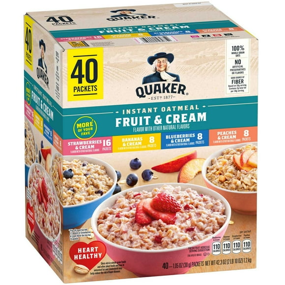 Instant Oatmeal, Fruit & Cream Mix, 40 ct.