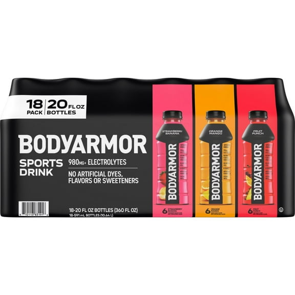 BODYARMOR Sports Drink Variety Pack Bottles, 20 fl. oz., 18 pk.