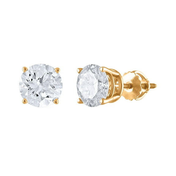 1.95 CT. T.W. Round Cut Solitaire Diamond Stud Earrings in 14K Gold