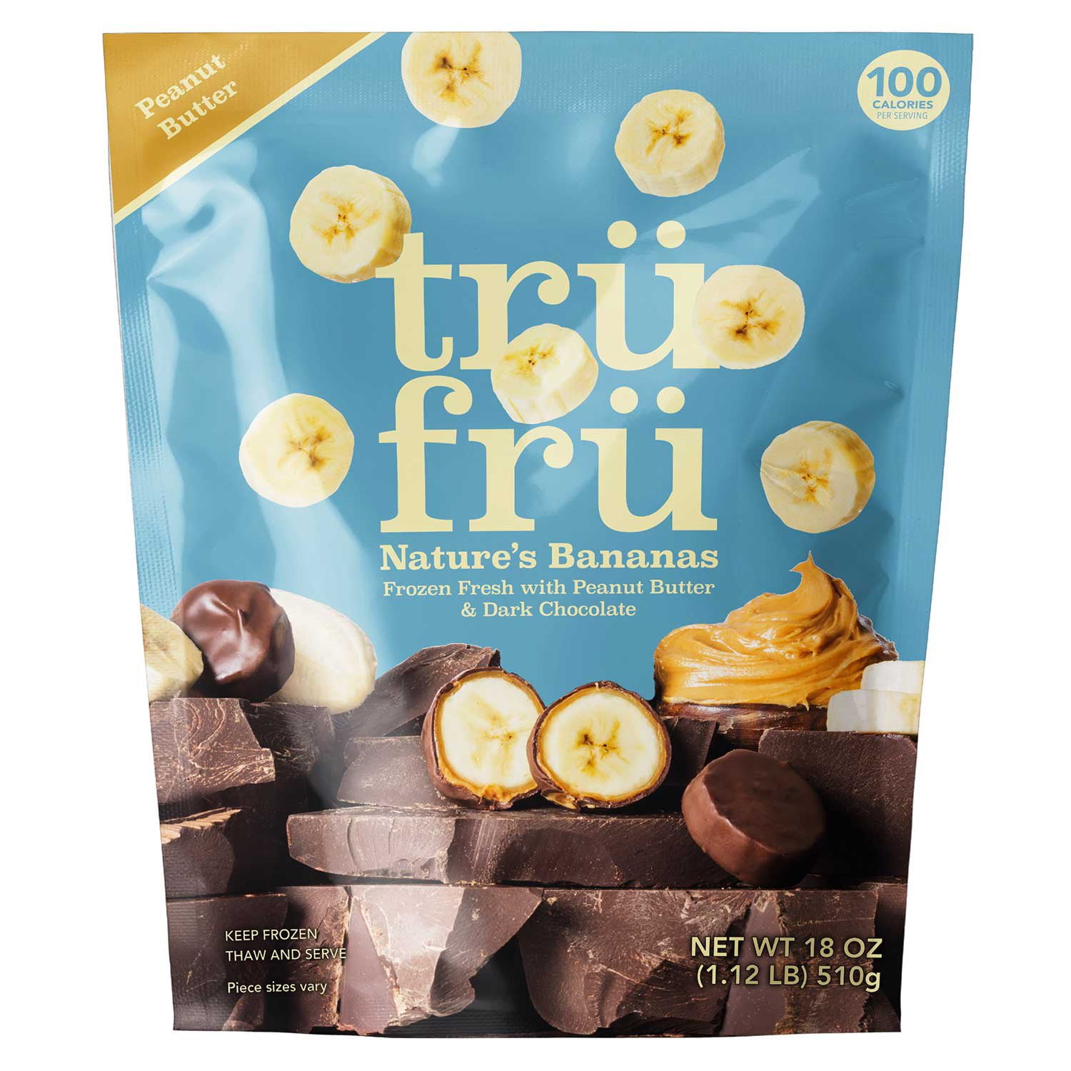Tru Fru Bananas in Peanut Butter & Dark Chocolate, Frozen, 18 oz