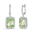 thumbnail image 1 of Cushion Cut Gemstone Halo Dangle Earrings in Sterling Silver, 1 of 5