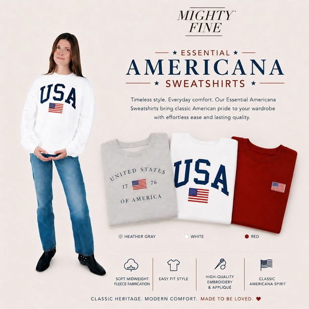 Mighty Fine Women's Americana Crewneck Sweatshirt - Samsclub.com