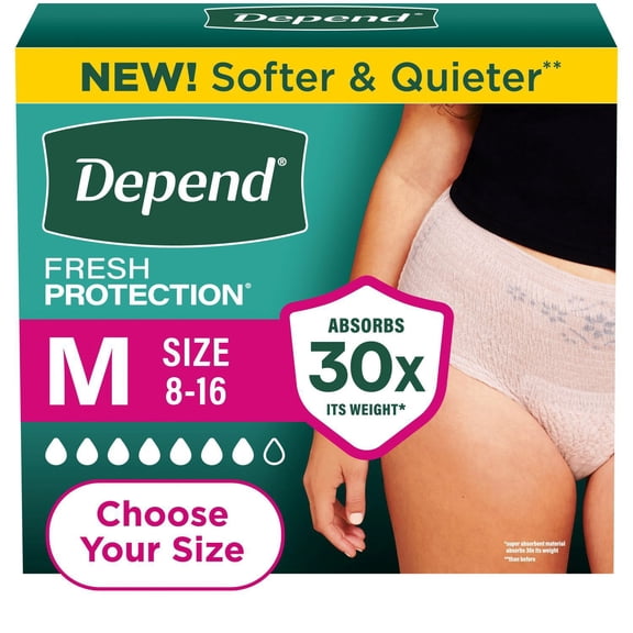 Depend Fresh Protection Incontinence Underwear for Women, Choose Size