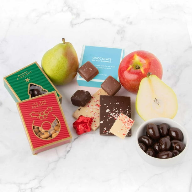 A Gift Inside Holiday Deluxe Fruit, Nut, and Treats Gift Basket