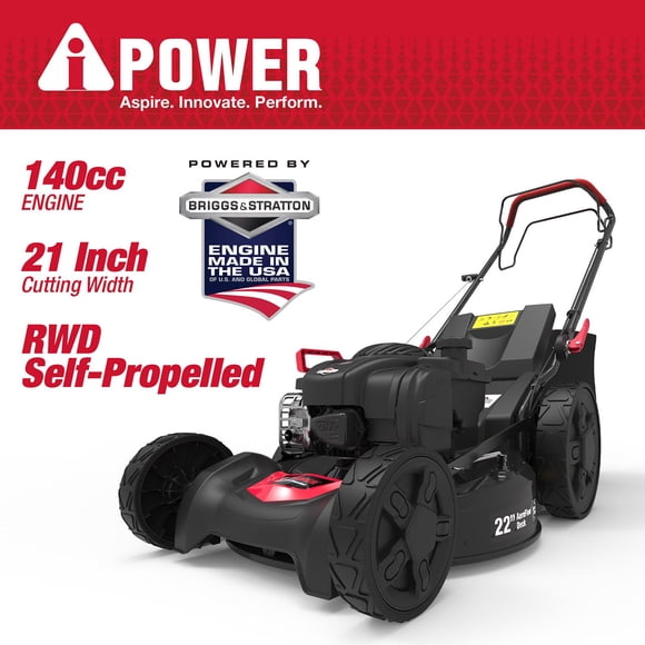 AiPower 21" Self-Propelled RWD Walk Behind Mower with Aero Flow™ Deck