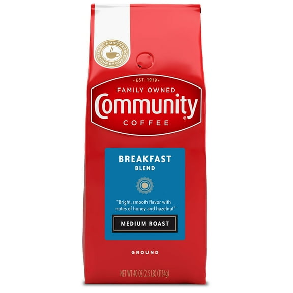 Community Coffee Medium Roast Ground Coffee, Breakfast Blend, 40 oz.