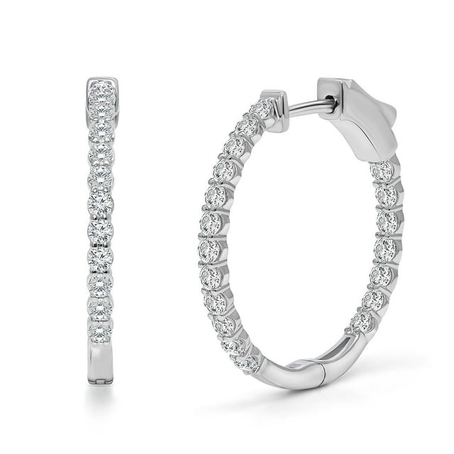 0.45 T.W. Lab Created Round Diamond Hoop Earrings in 14K Gold