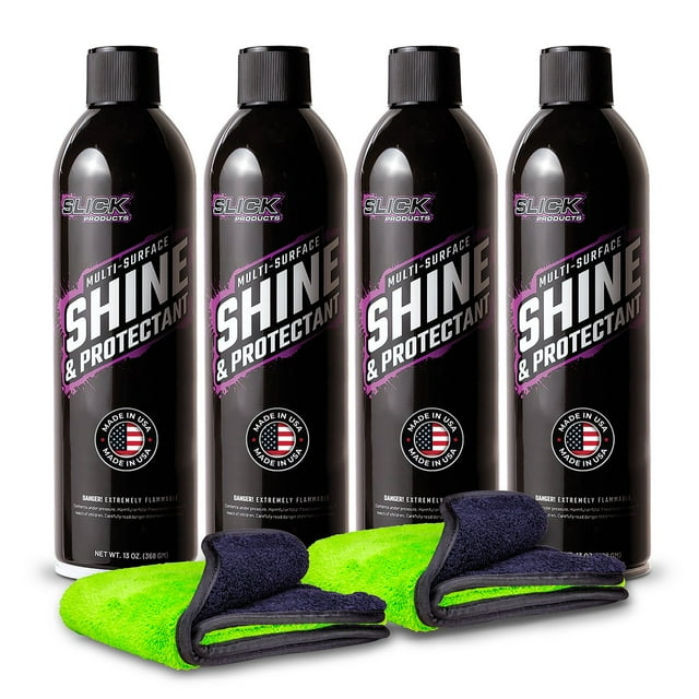 Slick Products 4-Pack Automotive Shine & Protectant Spray Coating + 2-Pack Microfiber Towels