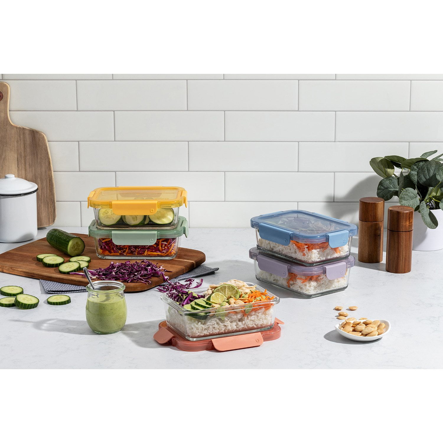 Ello Color Lock 10-Pack Glass Food Storage Containers - Thumbnail 3