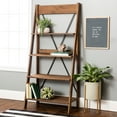 thumbnail image 1 of Frankie 68" Solid Wood Ladder Bookshelf, Brown, 1 of 8