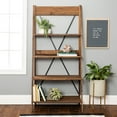 thumbnail image 2 of Frankie 68" Solid Wood Ladder Bookshelf, Brown, 2 of 8