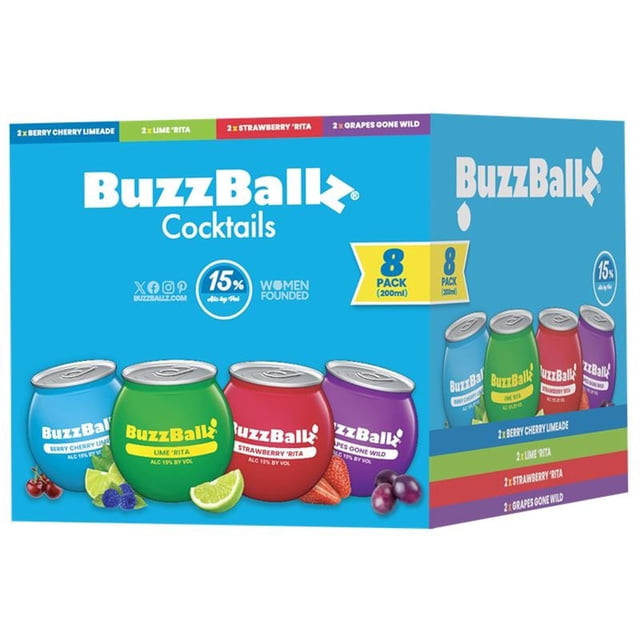 BuzzBallz Cocktail Variety Pack, 200 ml, 8 pk.