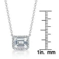 thumbnail image 3 of Emerald Cut Lab Created Gemstone & 0.08 CT. T.W. Diamond Necklace in Sterling Silver, 3 of 6