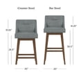 thumbnail image 4 of HH2 Home Upholstered Tapered Back Wood Adjustable Height Swivel Bar Stool, 4 of 20